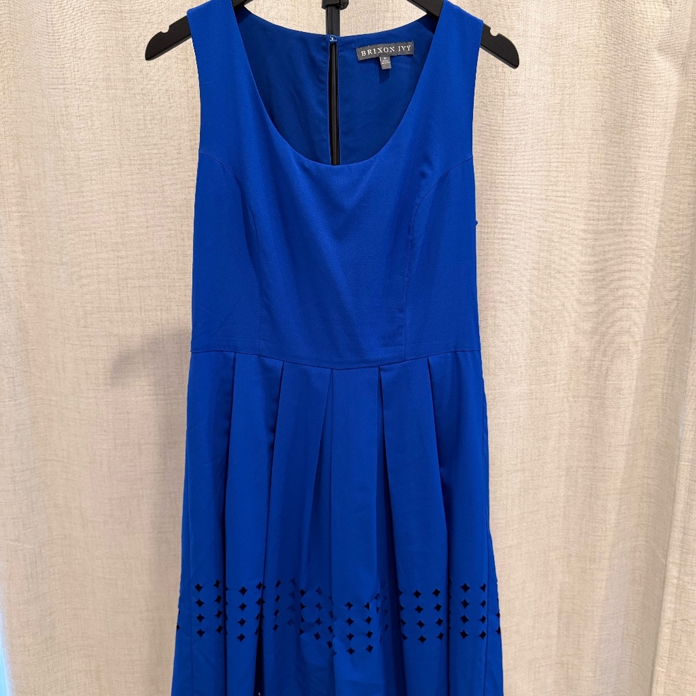 Brixon Ivy Royal Blue Dress Fit & Flare Laser Cut Dress Medium